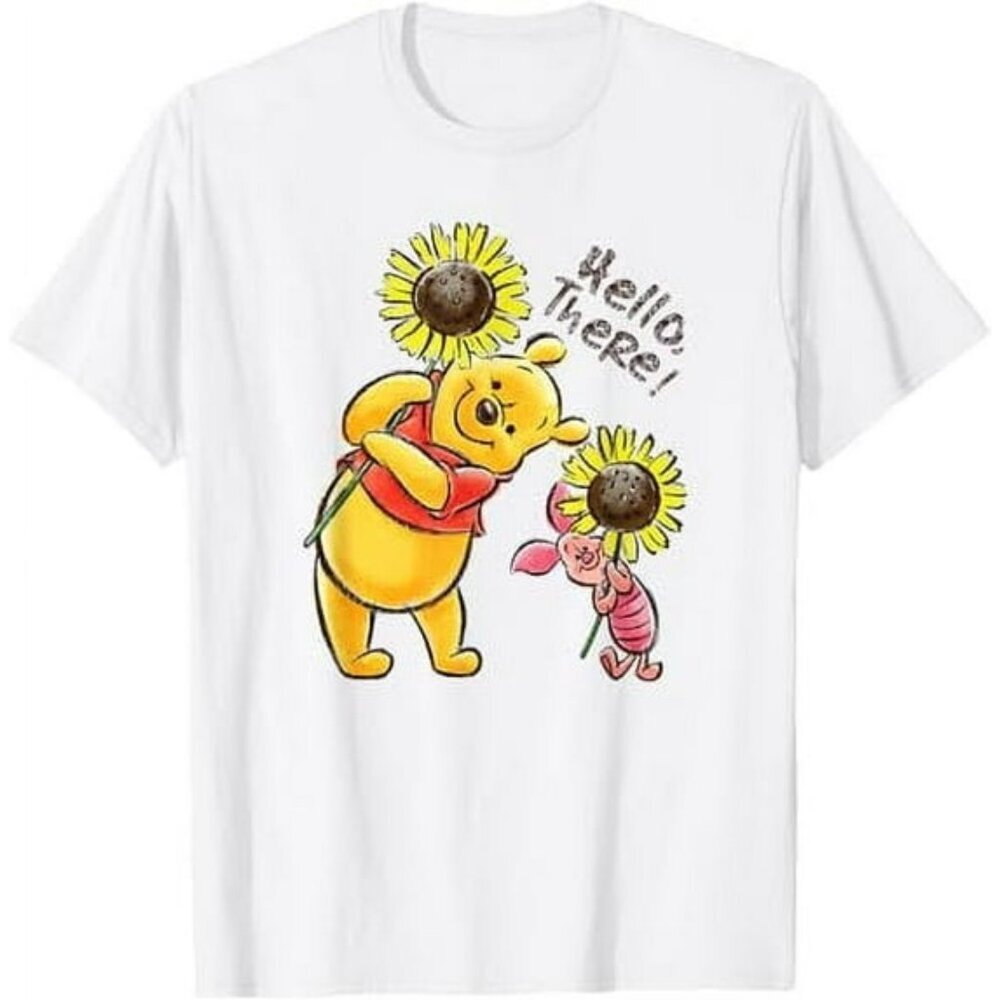 Disney Winnie The Pooh & Piglet Hello There! Sunflowers T-Shirt 05